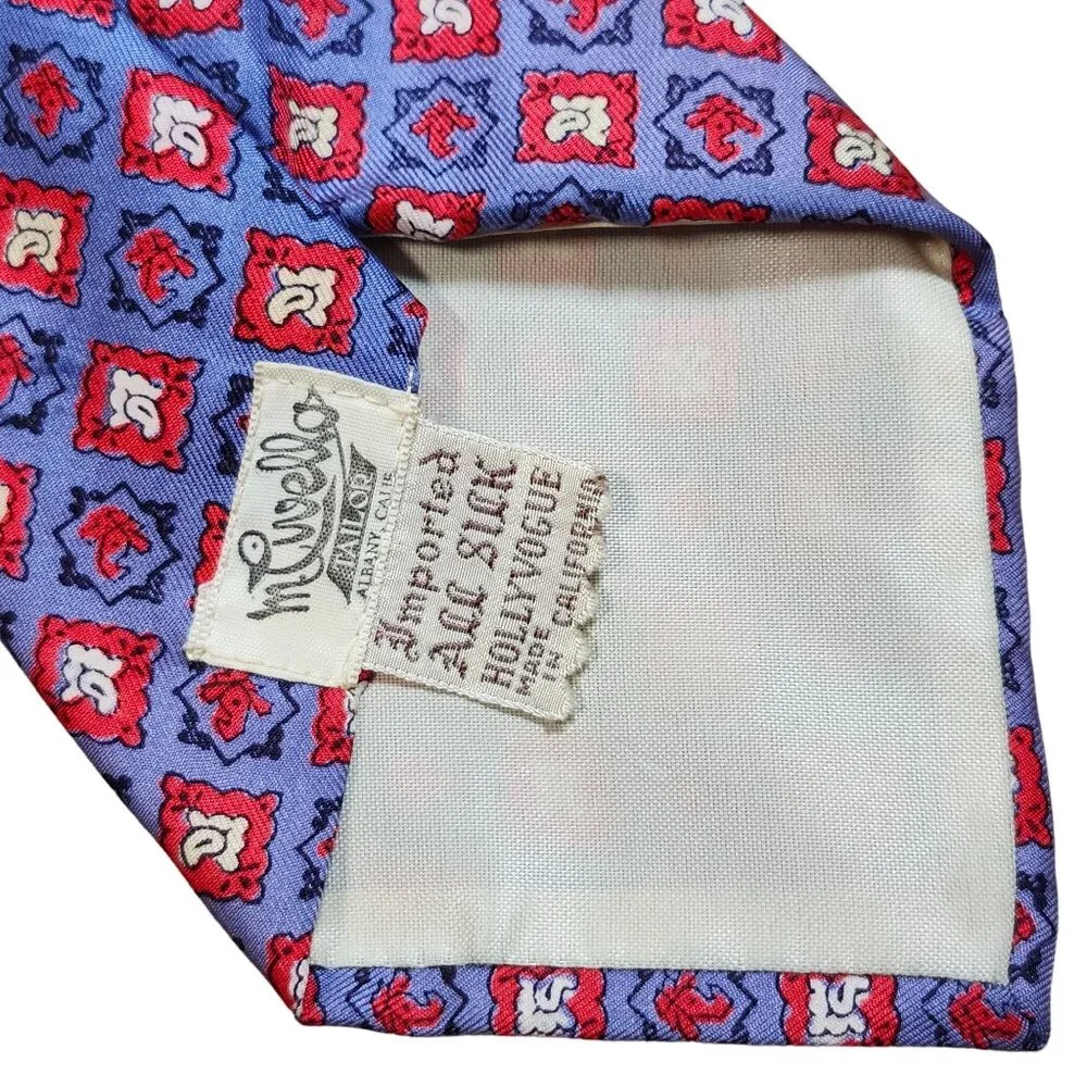 50s 60s Vintage Hollyvogue M Civello Tailor Silk Tie Geometric Pattern